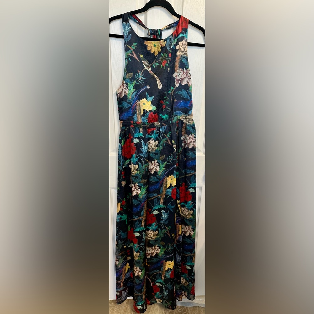 Alice + Olivia Elis Black Floral Print Silk Maxi Dress EUC Size 8 - Picture 4 of 7
